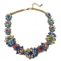 Chrysanthemum Multicolored Crystal Statement Necklace